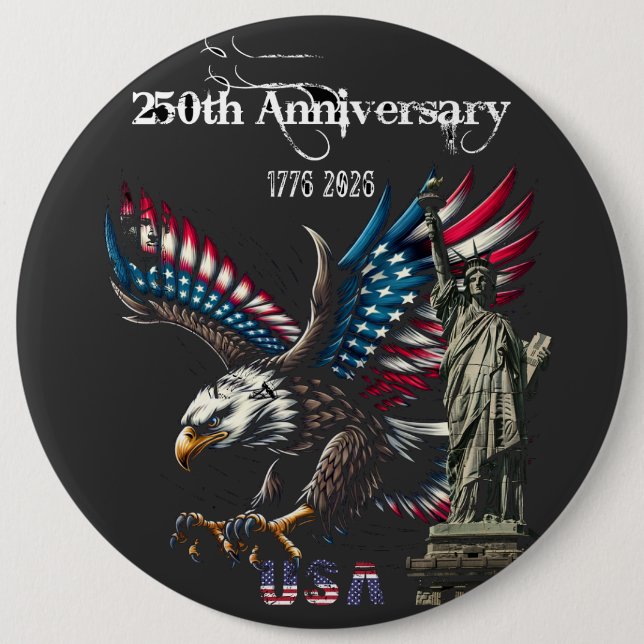 Badge Rond 15,2 Cm Célébration du 250e anniversaire des États-Unis (Devant)