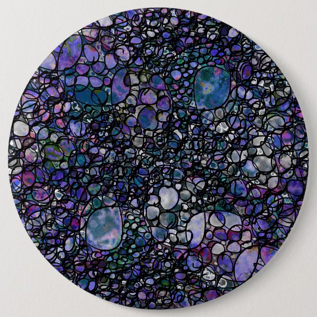 Badge Rond 15,2 Cm Cercles abstraits dessinés à la main, Bleu, Violet (Devant)