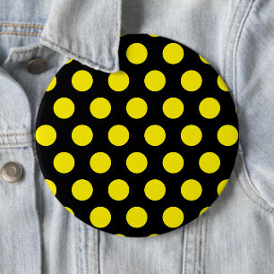 Badge Rond 15,2 Cm Cercles jaunes sur Arrière - plan noir