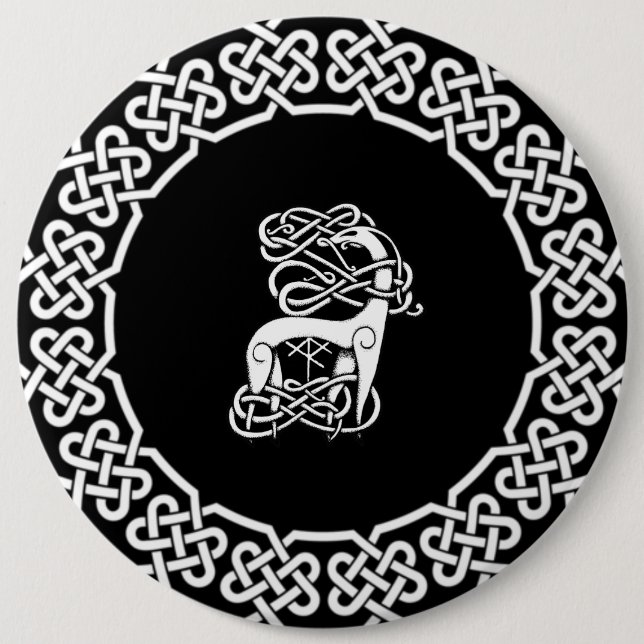 Badge Rond 15,2 Cm Cerf céleste/nordique (Devant)