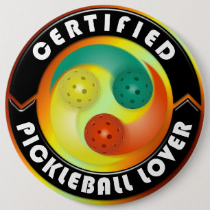 Badge Rond 15,2 Cm Certifié Pickleball Lover 1