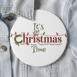 Badge Rond 15,2 Cm C'est le temps de Noël