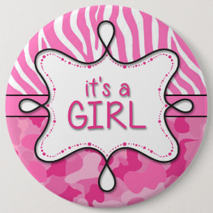 Badge Rond 15,2 Cm C'est une borne 3 de faire-part de fille