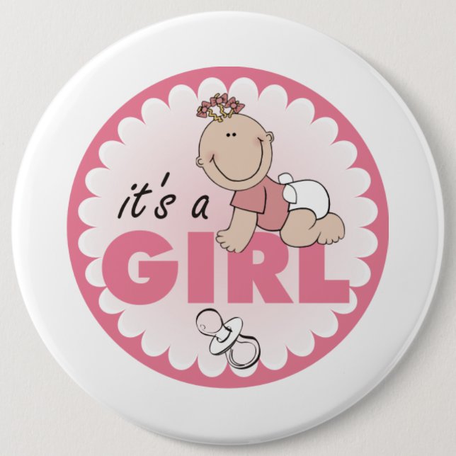 Badge Rond 15,2 Cm C'est une fille (Devant)