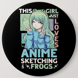 Badge Rond 15,2 Cm Cette Fille Aime L'Anime Et L'Ésquisse Croquis D'A