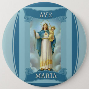 Badge Rond 15,2 Cm Chapelet d'ENFANT de VIERGE MARIE d'avenue MARIA