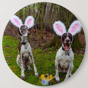 Badge Rond 15,2 Cm Chasse aux oeufs de Pâques et Chiens de fête Grand