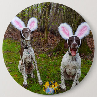 Badge Rond 15,2 Cm Chasse aux oeufs de Pâques et Chiens de fête Grand