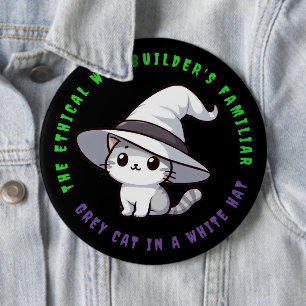 Badge Rond 15,2 Cm Chat de Casquette blanc familier de Funny Ethical