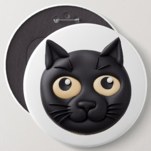 Badge Rond 15,2 Cm Chat noir 3D inspiré
