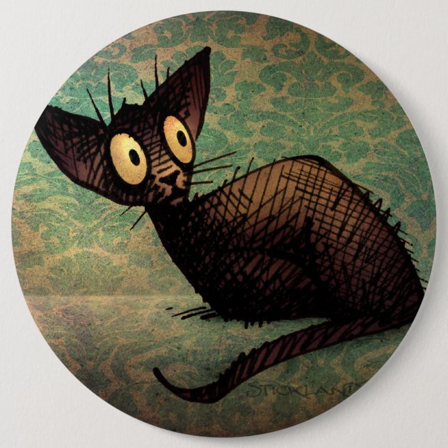 Badge Rond 15,2 Cm Chat oriental noir mignon (Devant)