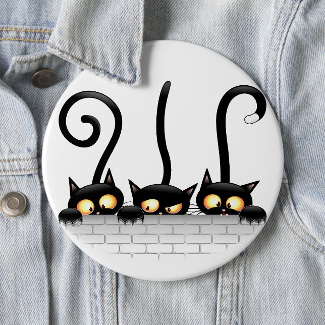 Badge Rond 15,2 Cm Chats Naughty, Playful et drôle de personnages (En situation)