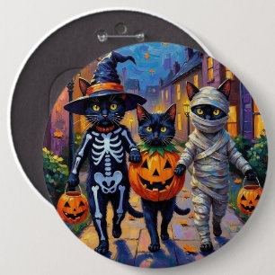 Badge Rond 15,2 Cm Chats noirs en costumes d'Halloween
