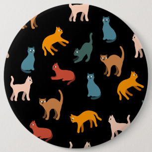Badge Rond 15,2 Cm Chats sur le noir
