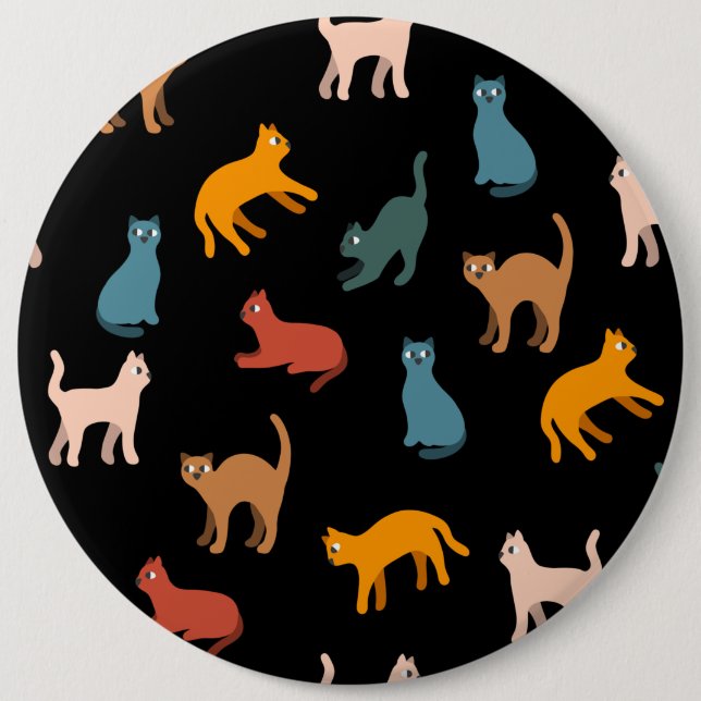 Badge Rond 15,2 Cm Chats sur le noir (Devant)