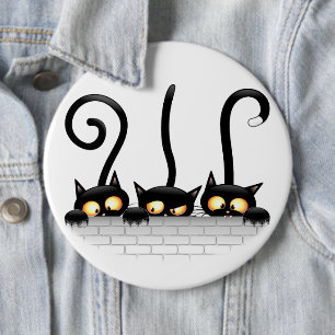 Badge Rond 15,2 Cm Chats Vilains, Ludiques et Drôles Personnages