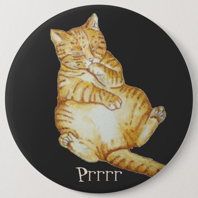 Badge Rond 15,2 Cm chatte mignonne dormant chaton ginger kitten (Devant)