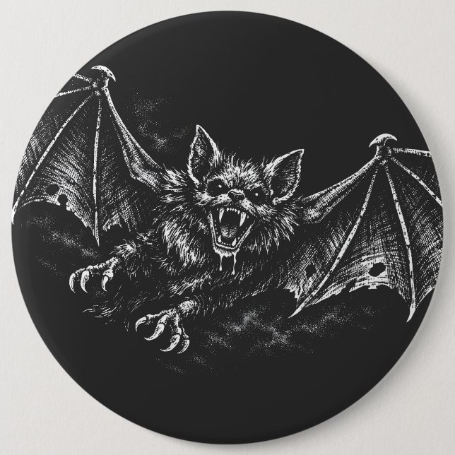 Badge Rond 15,2 Cm Chauve-souris plongeante - par BurnsInHell (Devant)