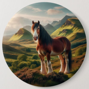 Badge Rond 15,2 Cm cheval Clydesdale des Highlands d'Écosse