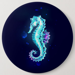 Badge Rond 15,2 Cm Cheval de mer de glace cristal sur Arrière - plan