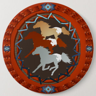 Badge Rond 15,2 Cm Cheval et Bouclier-Bouton