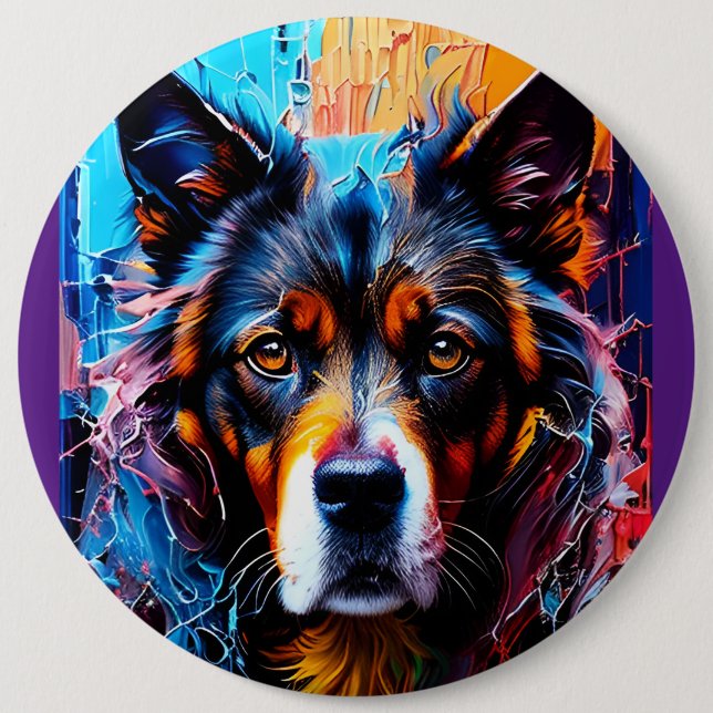 Badge Rond 15,2 Cm chien Abstrait de couleur de splash (Devant)