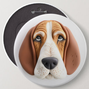 Badge Rond 15,2 Cm Chien Basset Hound Inspiré de la 3D
