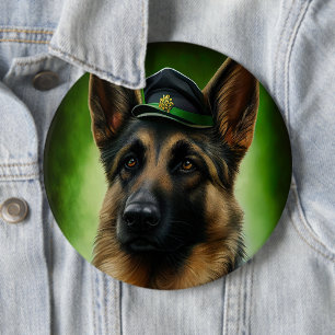 Badge Rond 15,2 Cm Chien berger allemand en tenue de jour St. Patrick
