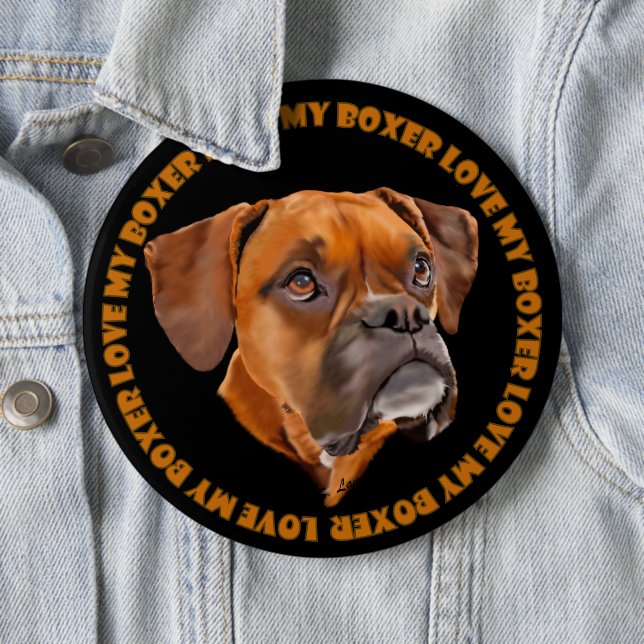 Badge Rond 15,2 Cm Chien de boîte (En situation)