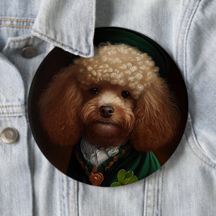 Badge Rond 15,2 Cm Chien de caniche en tenue de jour St. Patrick
