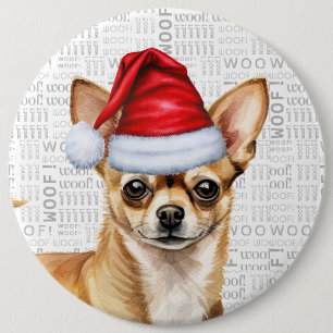 Badge Rond 15,2 Cm Chien de Père Noël de Holiday Chihuahua sur Arrièr