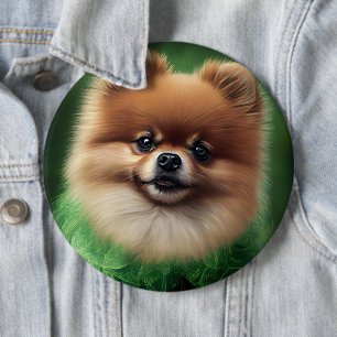 Badge Rond 15,2 Cm Chien de Poméranie en tenue de jour St. Patrick