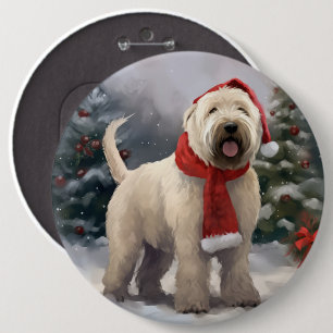 Badge Rond 15,2 Cm Chien de Terrier rouillé en Noël de neige