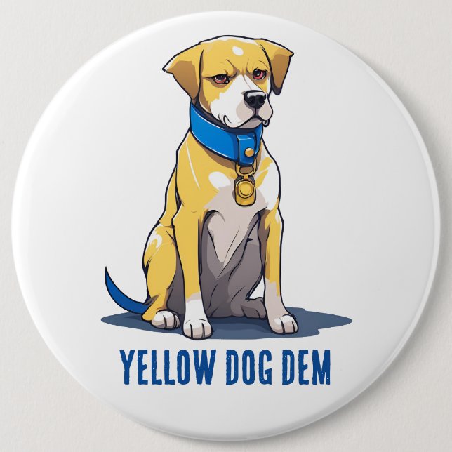 Badge Rond 15,2 Cm Chien jaune Démocrate Politique USA Président 2024 (Devant)