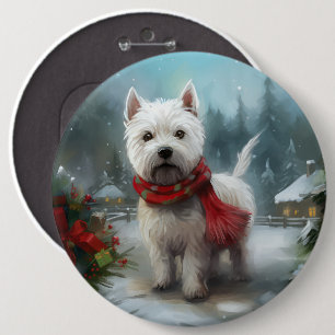 Badge Rond 15,2 Cm Chien Terrier West Highland White dans la neige de