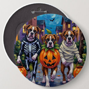 Badge Rond 15,2 Cm Chiens de boxe - Trick ou traitement en costumes d