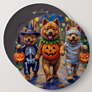Badge Rond 15,2 Cm Chiens de Chow Chow Trick or Treating Halloween Co