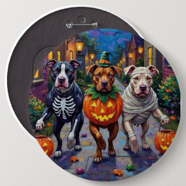 Badge Rond 15,2 Cm Chiens Pitbull faisant Trick-or-Treating  Costumes (Devant & derrière)