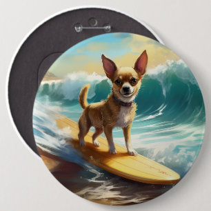 Badge Rond 15,2 Cm Chihuahua Beach Surf Peinture