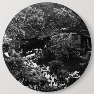 Badge Rond 15,2 Cm Chine vintage Shanghai Yuyuan touristes jardin