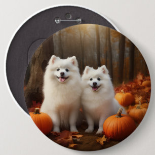 Badge Rond 15,2 Cm Chiots Esquimau Américain Délice d'Automne Citroui