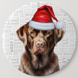 Badge Rond 15,2 Cm Chocolat de vacances chien de laboratoire sur Woof