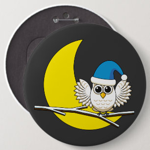 Badge Rond 15,2 Cm Chouette neigeuse dans une nouvelle nuit d'hiver s