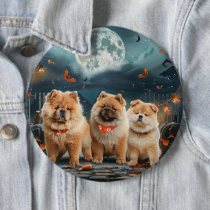 Badge Rond 15,2 Cm Chow Chow Halloween Épouvante