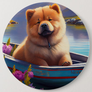 Badge Rond 15,2 Cm Chow Chow sur une pagaie : une aventure Pittoresqu