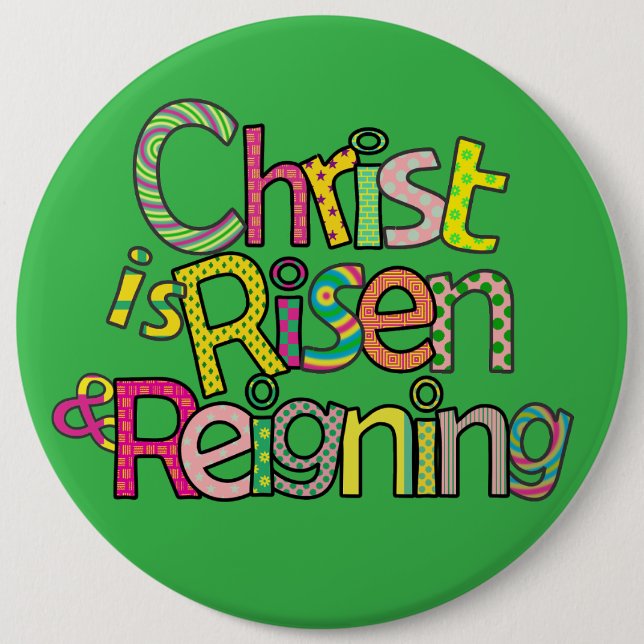 Badge Rond 15,2 Cm Christ est ressuscité Eng I 6x6 avec Easel Back (Devant)