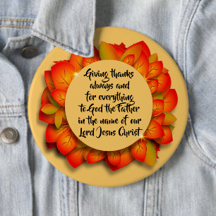 Badge Rond 15,2 Cm Citation Biblique de Thanksgiving Collossage de fe