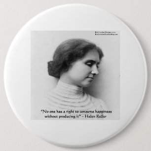 Badge Rond 15,2 Cm Citation de sagesse "Droit au bonheur" d'Helen Kel