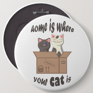 Badge Rond 15,2 Cm Citation drôle Accueil est où est votre chat