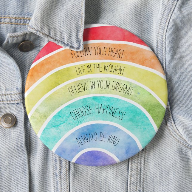 Badge Rond 15,2 Cm Citations Inspirational Rainbow personnalisées (En situation)